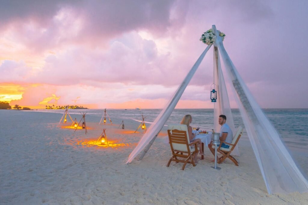 Couple Having a Romantic Beach Date